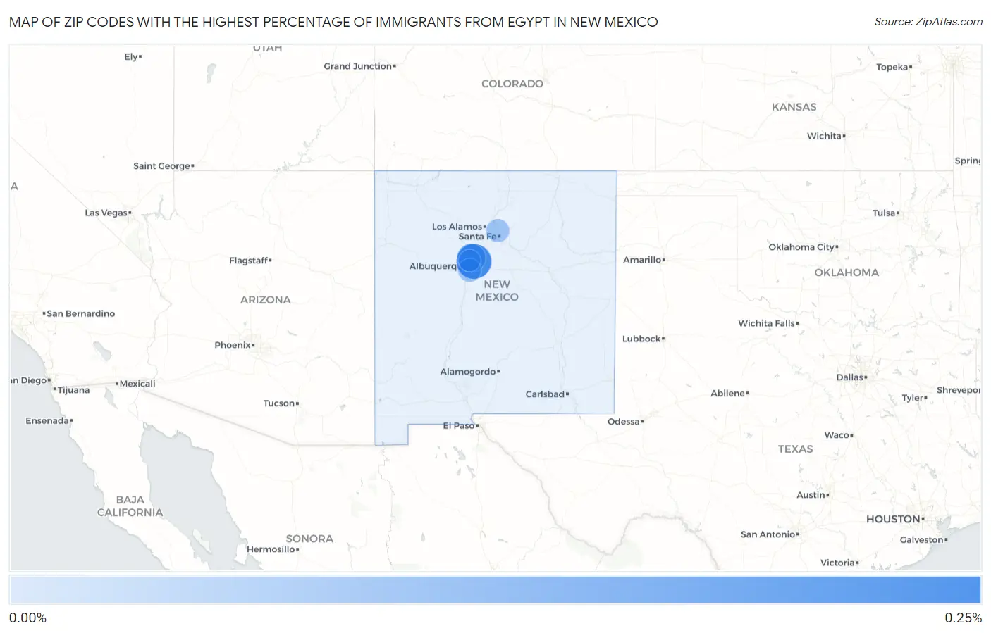 Zip Codes with the Highest Percentage of Immigrants from Egypt in New Mexico Map