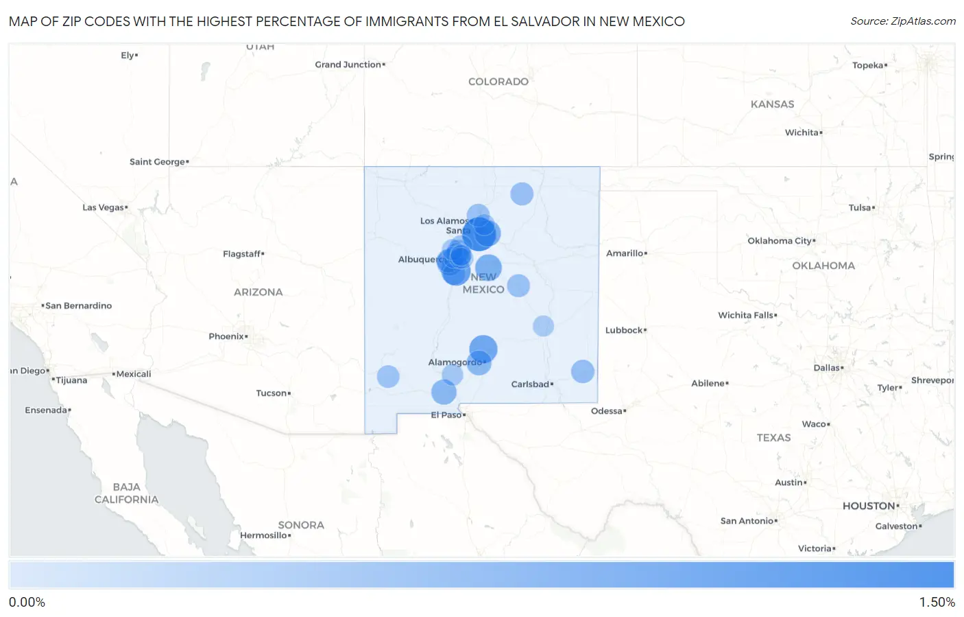 Zip Codes with the Highest Percentage of Immigrants from El Salvador in New Mexico Map