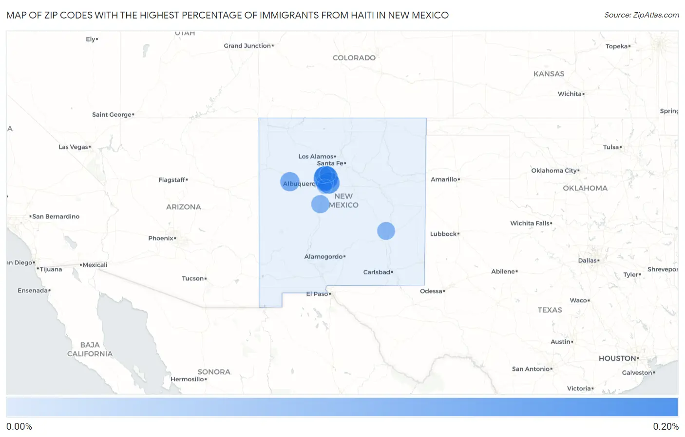 Zip Codes with the Highest Percentage of Immigrants from Haiti in New Mexico Map