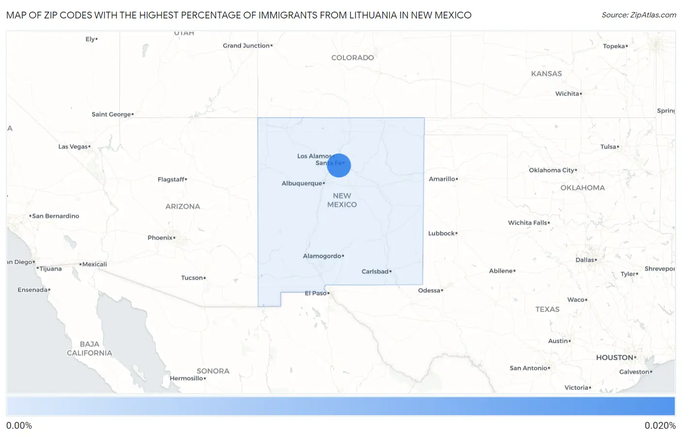 Zip Codes with the Highest Percentage of Immigrants from Lithuania in New Mexico Map