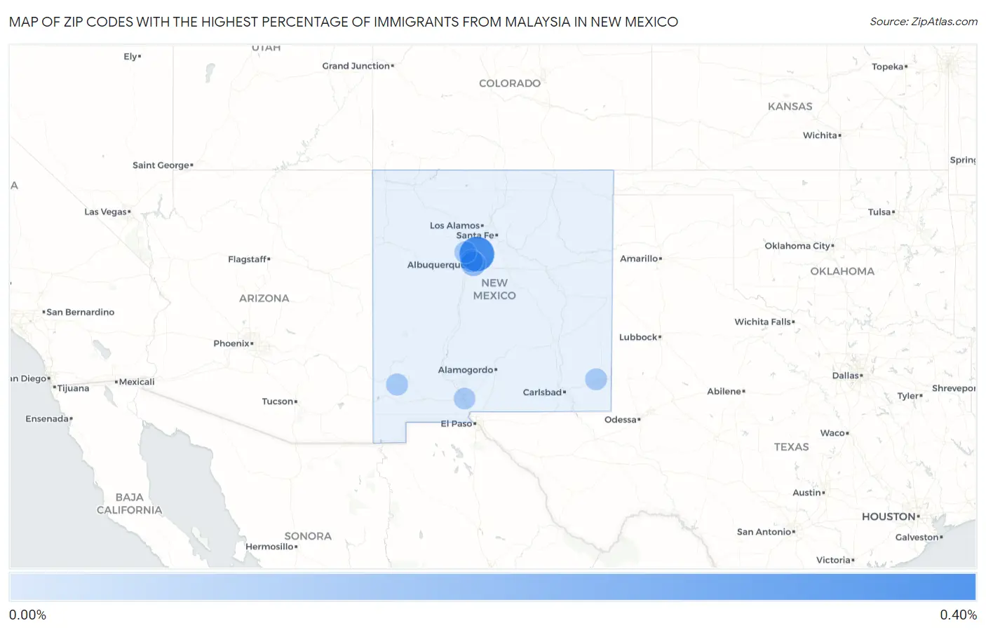 Zip Codes with the Highest Percentage of Immigrants from Malaysia in New Mexico Map