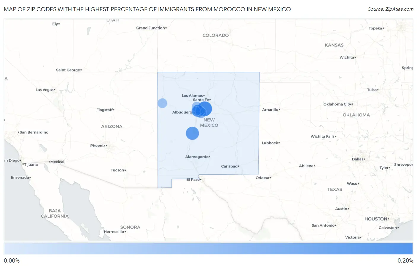 Zip Codes with the Highest Percentage of Immigrants from Morocco in New Mexico Map