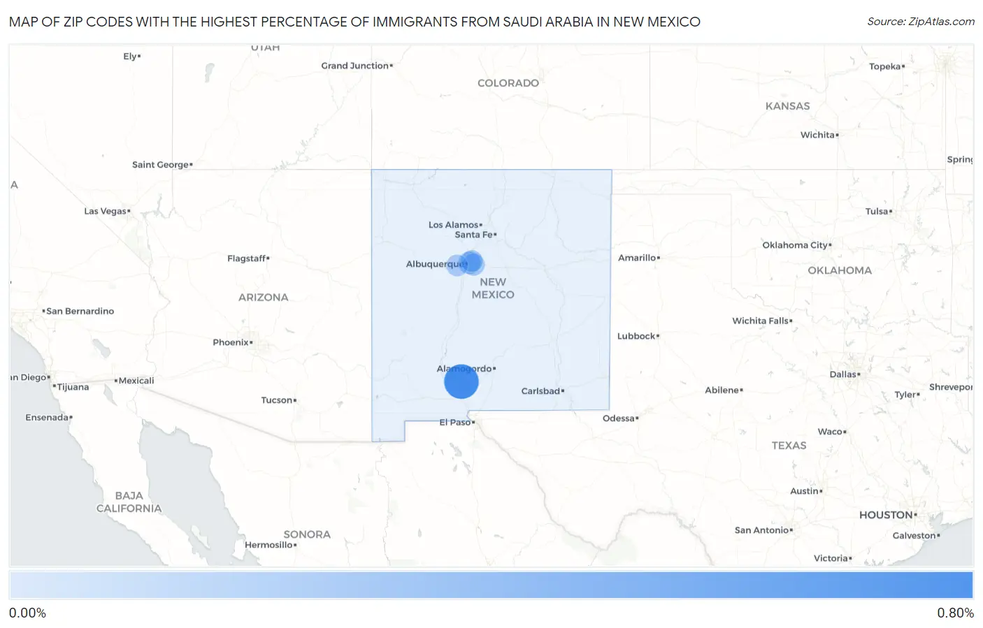 Zip Codes with the Highest Percentage of Immigrants from Saudi Arabia in New Mexico Map