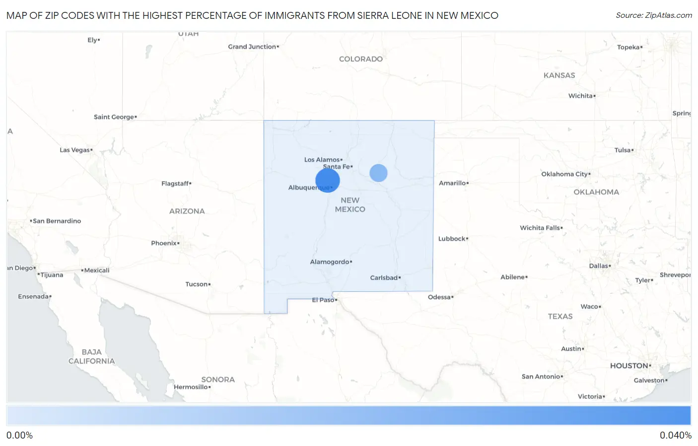 Zip Codes with the Highest Percentage of Immigrants from Sierra Leone in New Mexico Map