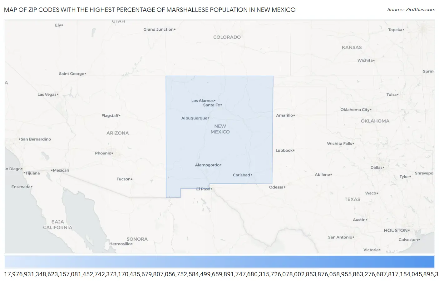 Zip Codes with the Highest Percentage of Marshallese Population in New Mexico Map