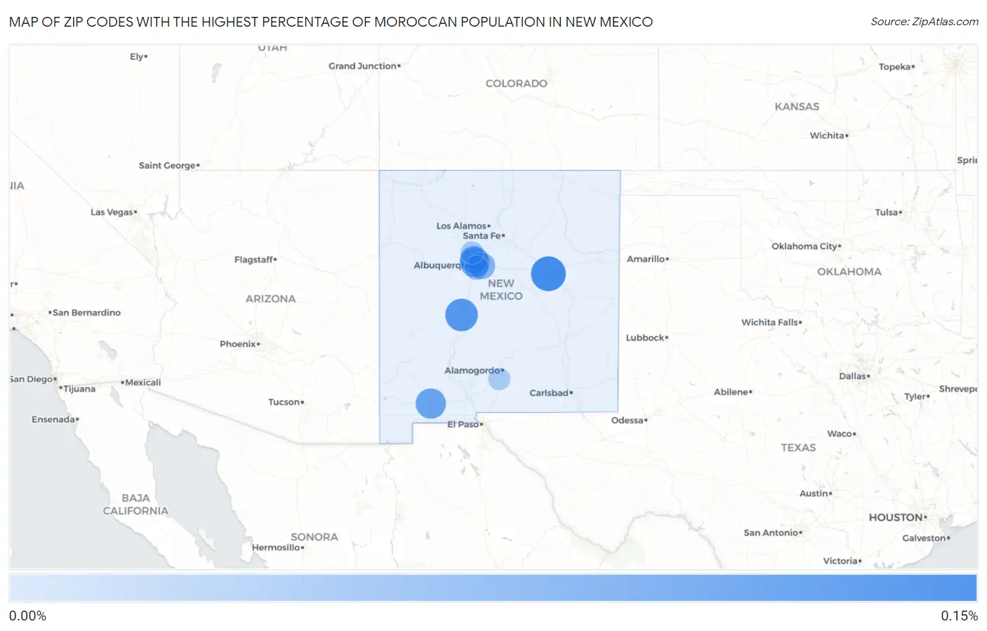 Zip Codes with the Highest Percentage of Moroccan Population in New Mexico Map