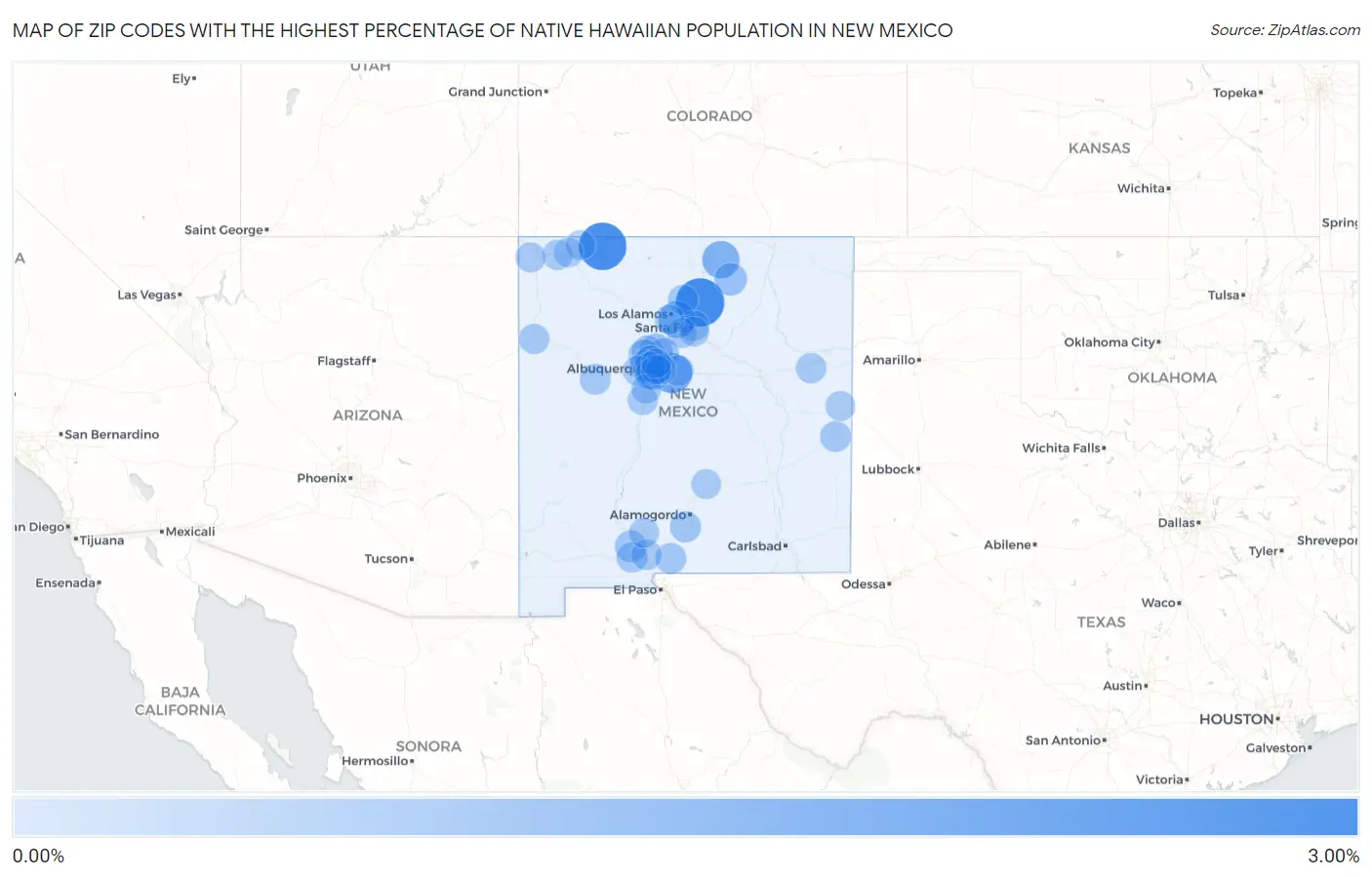 Zip Codes with the Highest Percentage of Native Hawaiian Population in New Mexico Map