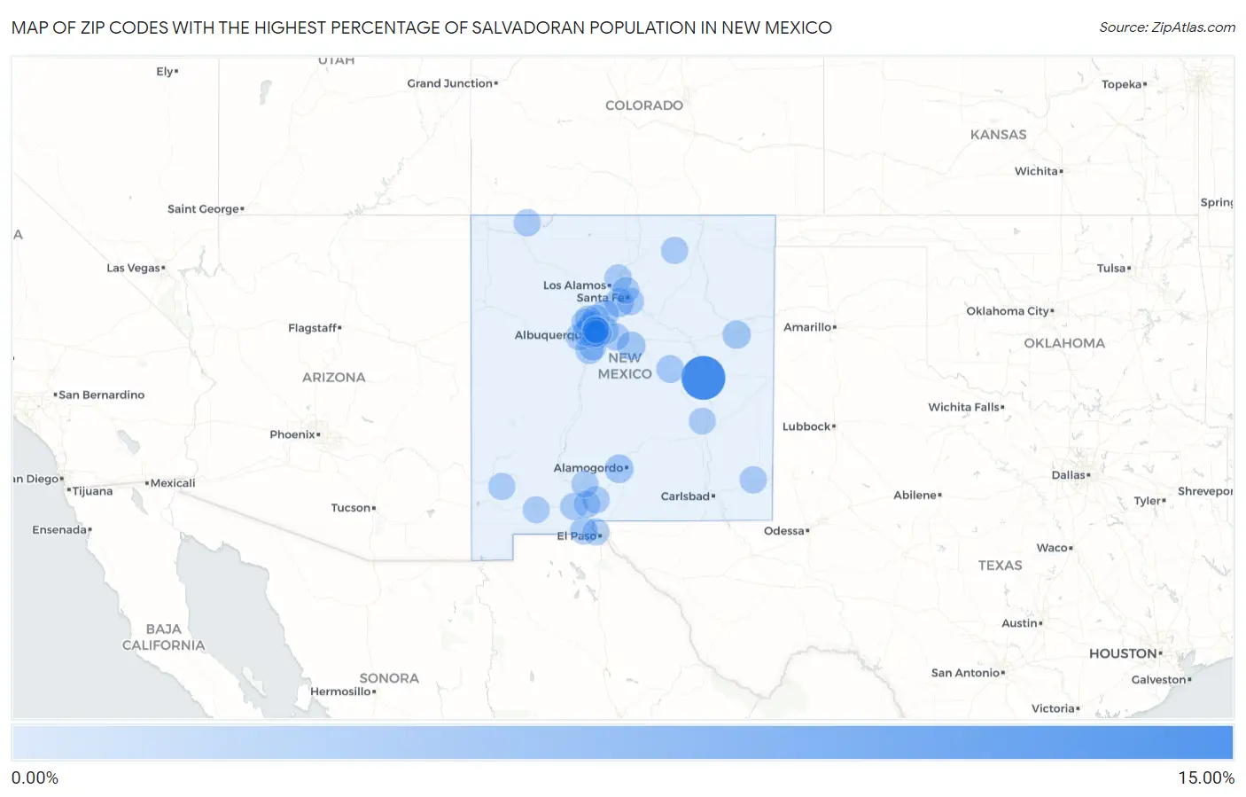 Zip Codes with the Highest Percentage of Salvadoran Population in New Mexico Map