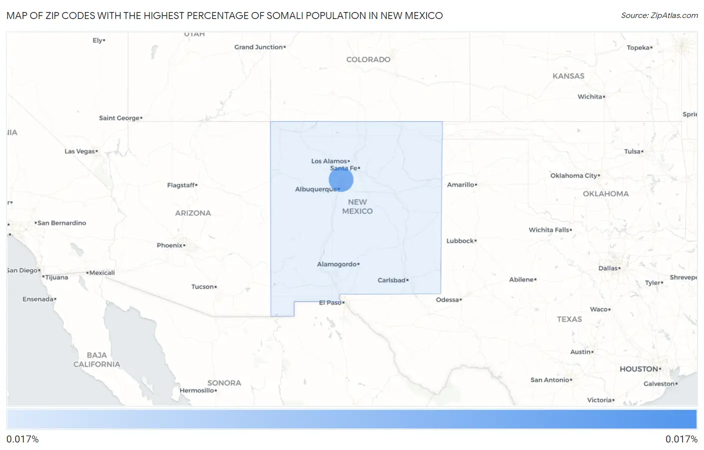 Zip Codes with the Highest Percentage of Somali Population in New Mexico Map