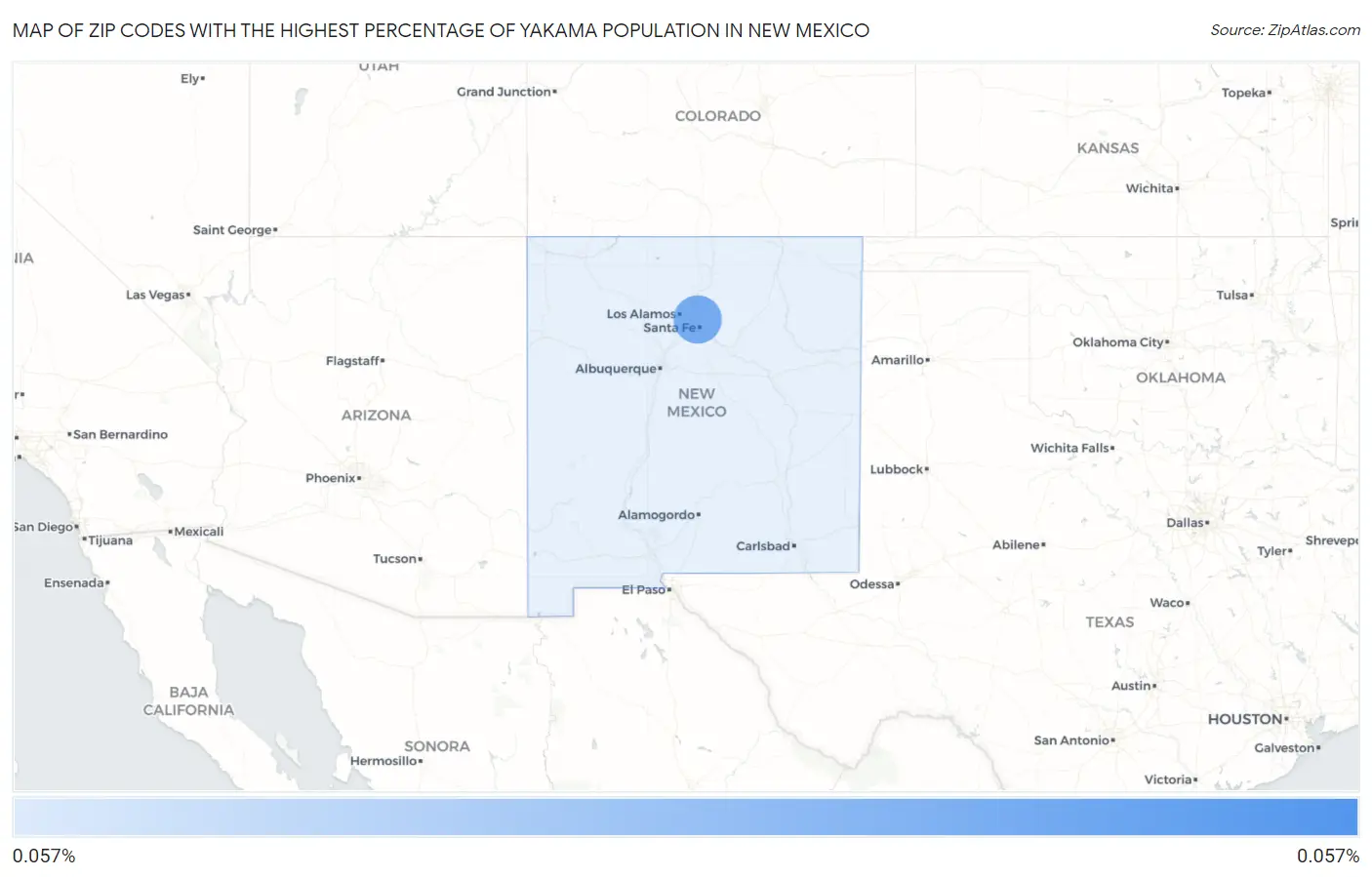 Zip Codes with the Highest Percentage of Yakama Population in New Mexico Map
