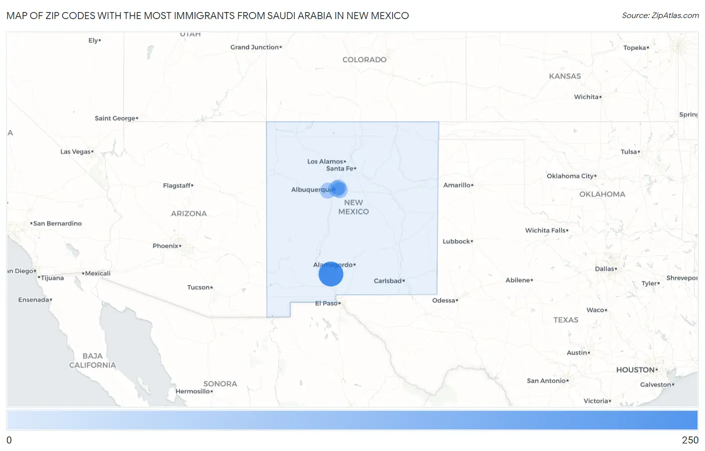 Zip Codes with the Most Immigrants from Saudi Arabia in New Mexico Map