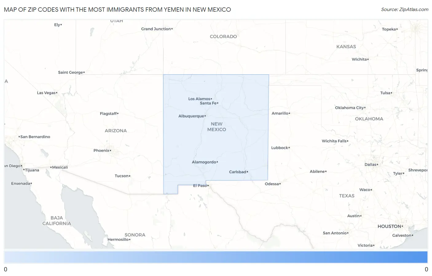 Zip Codes with the Most Immigrants from Yemen in New Mexico Map