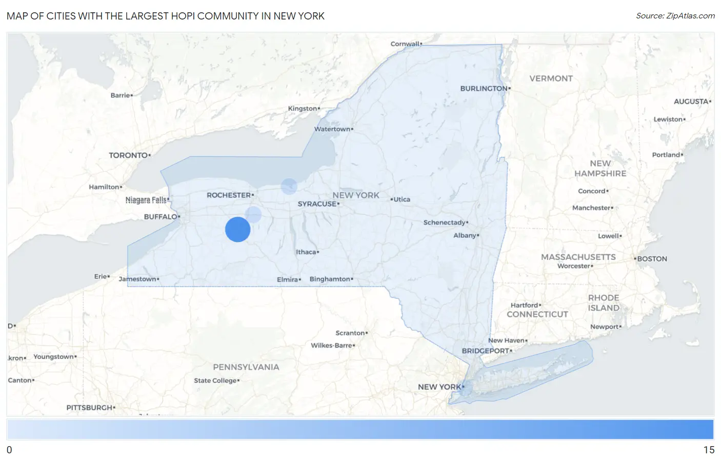 Cities with the Largest Hopi Community in New York Map