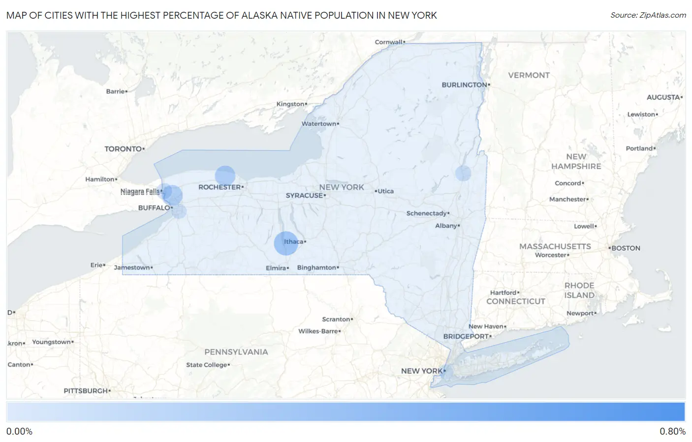 Cities with the Highest Percentage of Alaska Native Population in New York Map