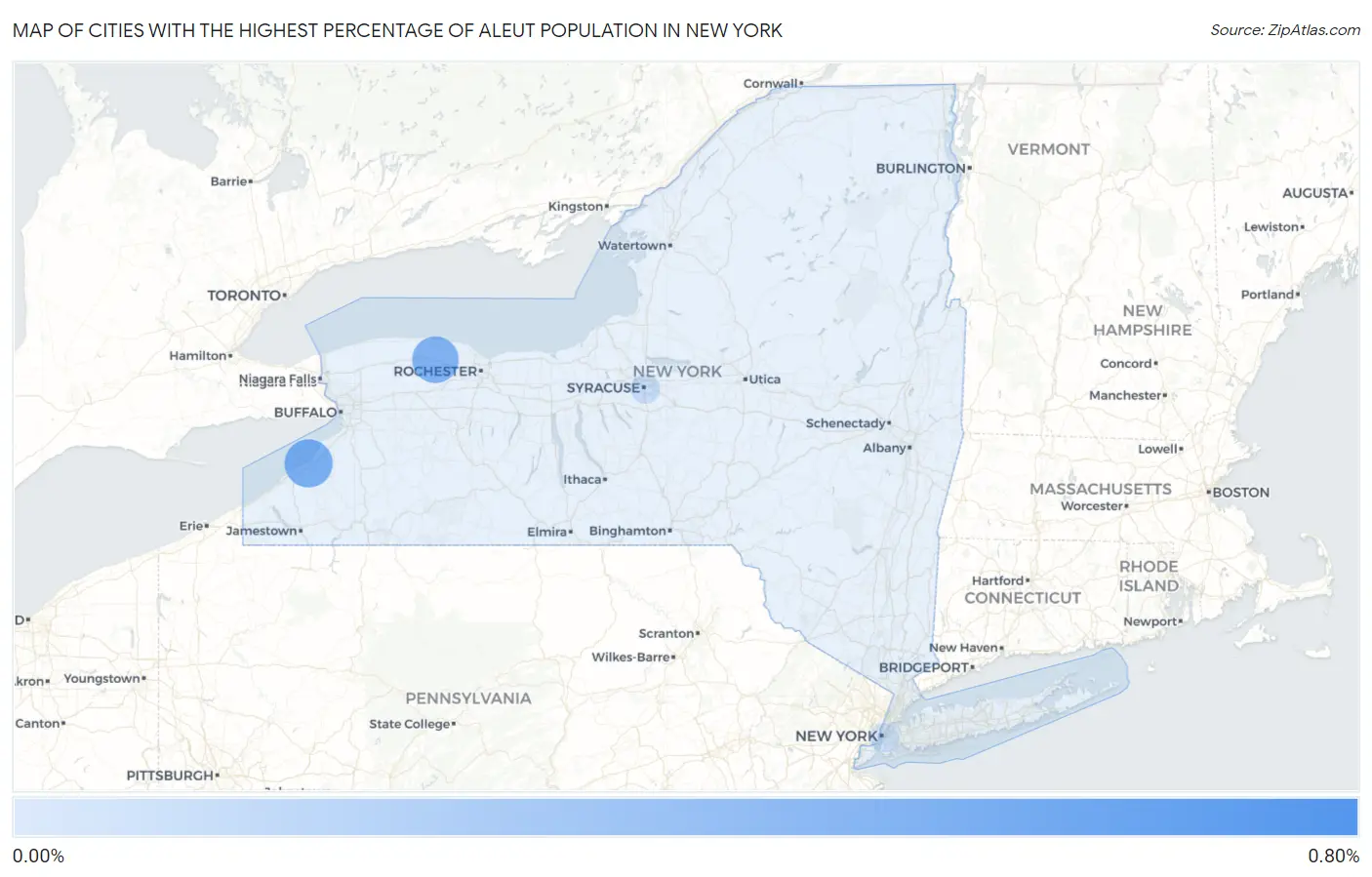 Cities with the Highest Percentage of Aleut Population in New York Map
