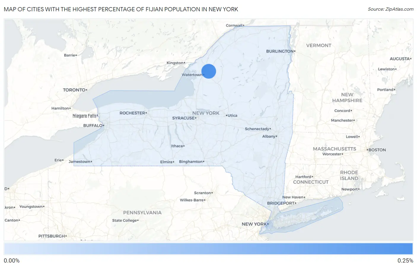 Cities with the Highest Percentage of Fijian Population in New York Map