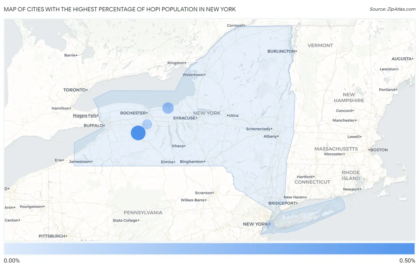 Cities with the Highest Percentage of Hopi Population in New York Map