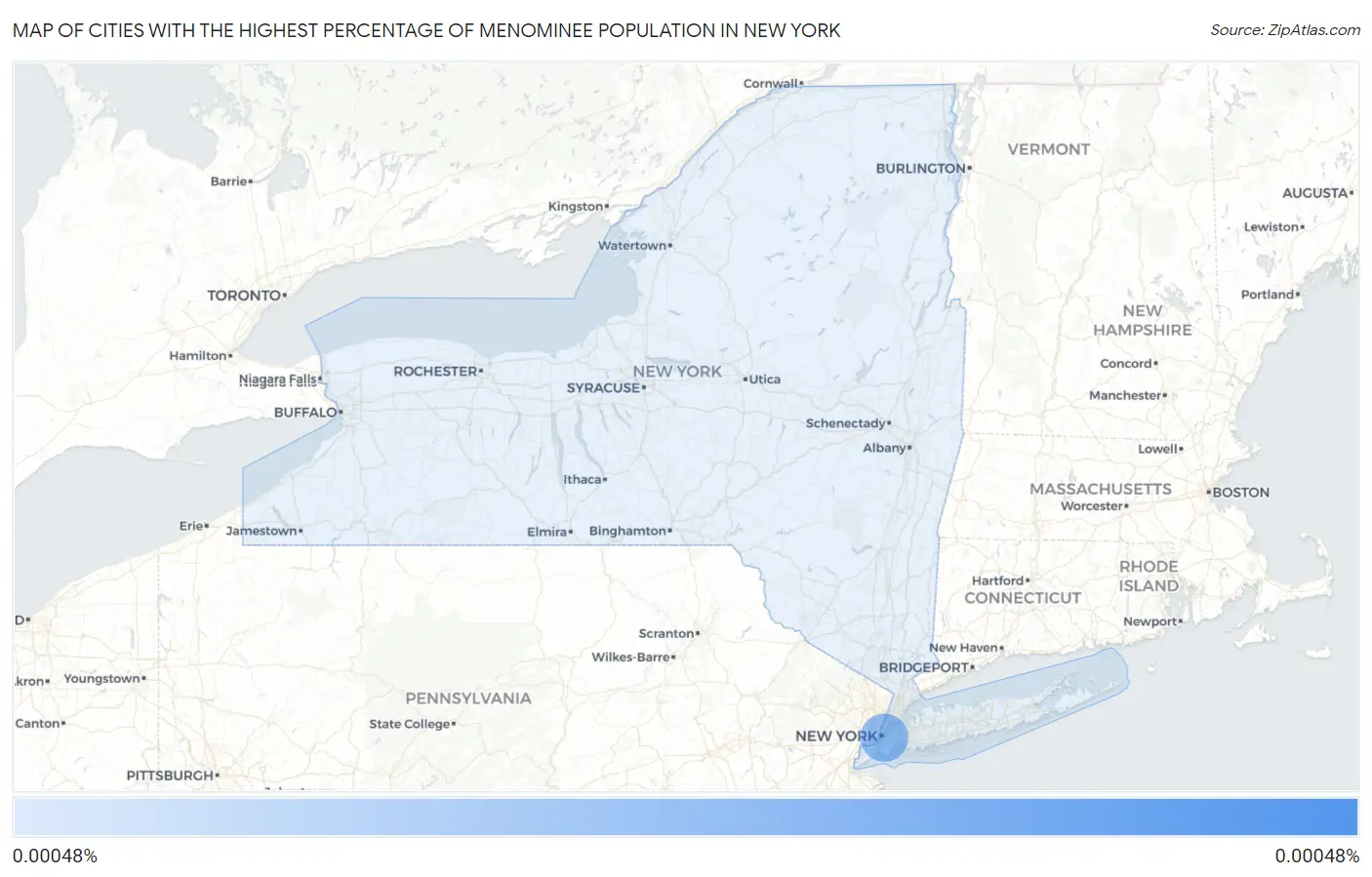 Cities with the Highest Percentage of Menominee Population in New York Map