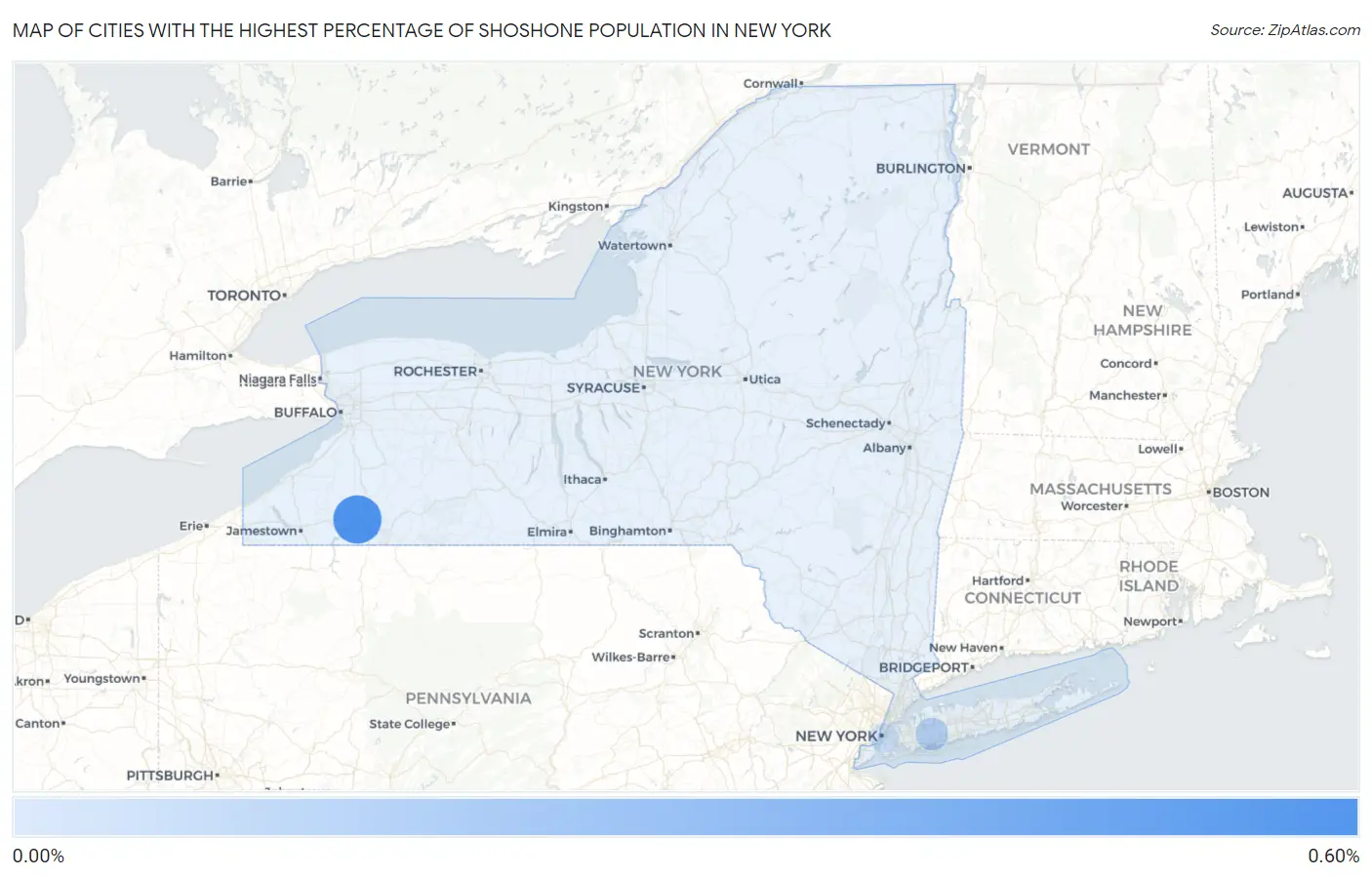 Cities with the Highest Percentage of Shoshone Population in New York Map