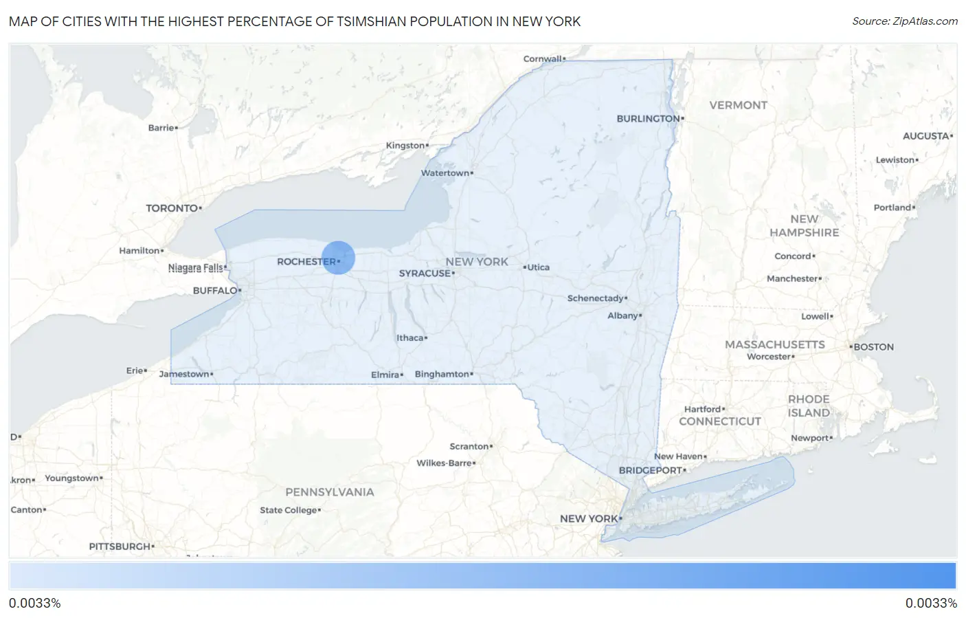 Cities with the Highest Percentage of Tsimshian Population in New York Map