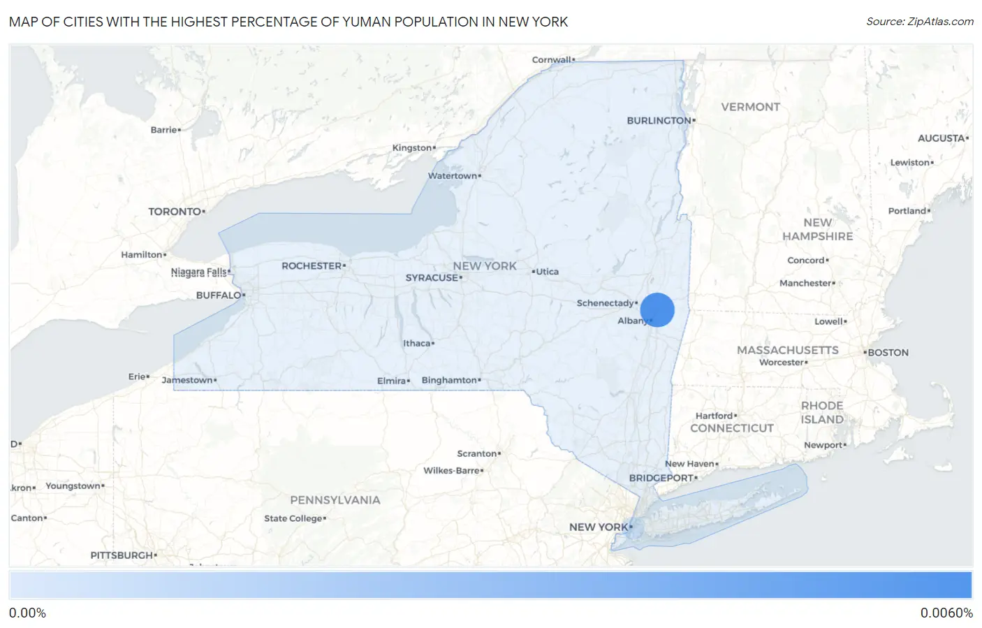 Cities with the Highest Percentage of Yuman Population in New York Map