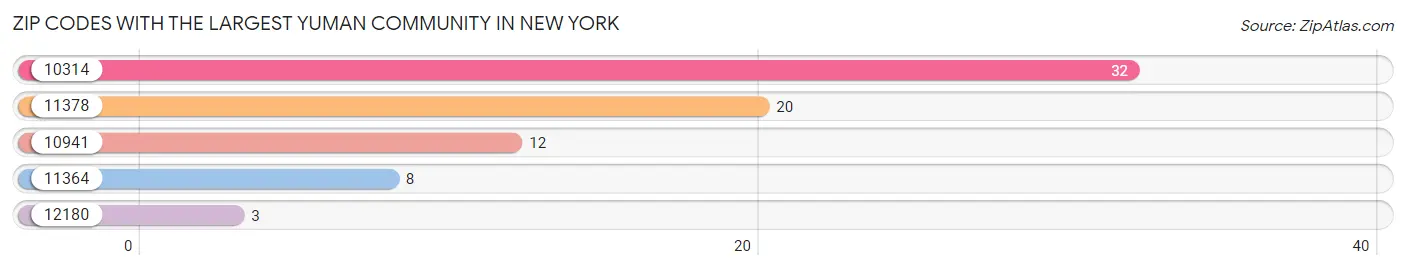 Zip Codes with the Largest Yuman Community in New York Chart