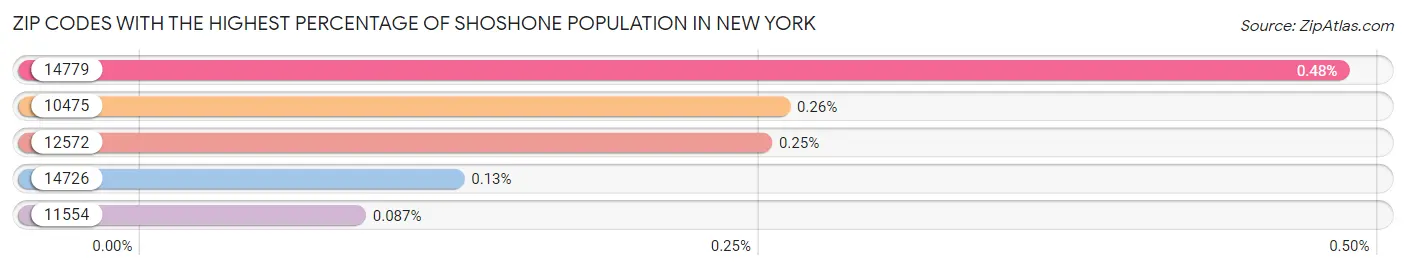 Zip Codes with the Highest Percentage of Shoshone Population in New York Chart