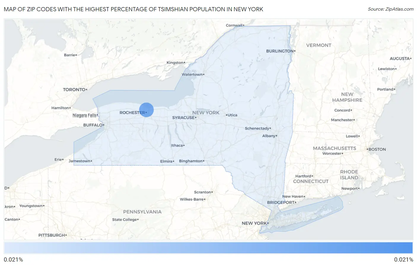 Zip Codes with the Highest Percentage of Tsimshian Population in New York Map