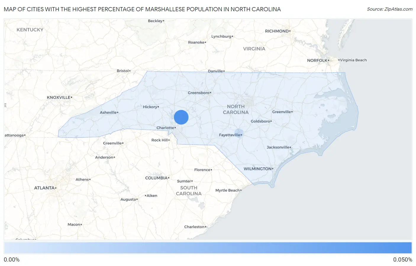 Cities with the Highest Percentage of Marshallese Population in North Carolina Map