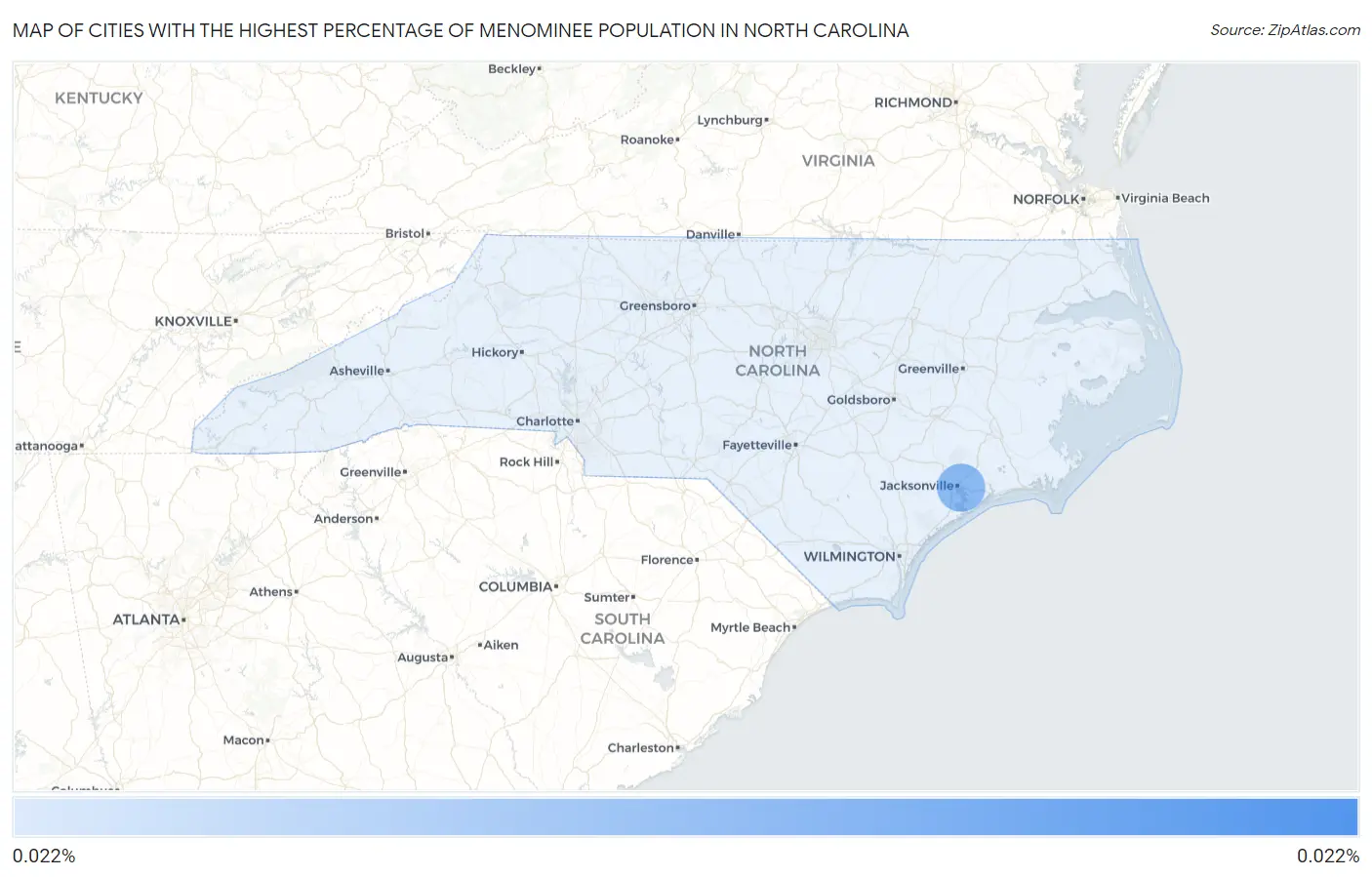 Cities with the Highest Percentage of Menominee Population in North Carolina Map