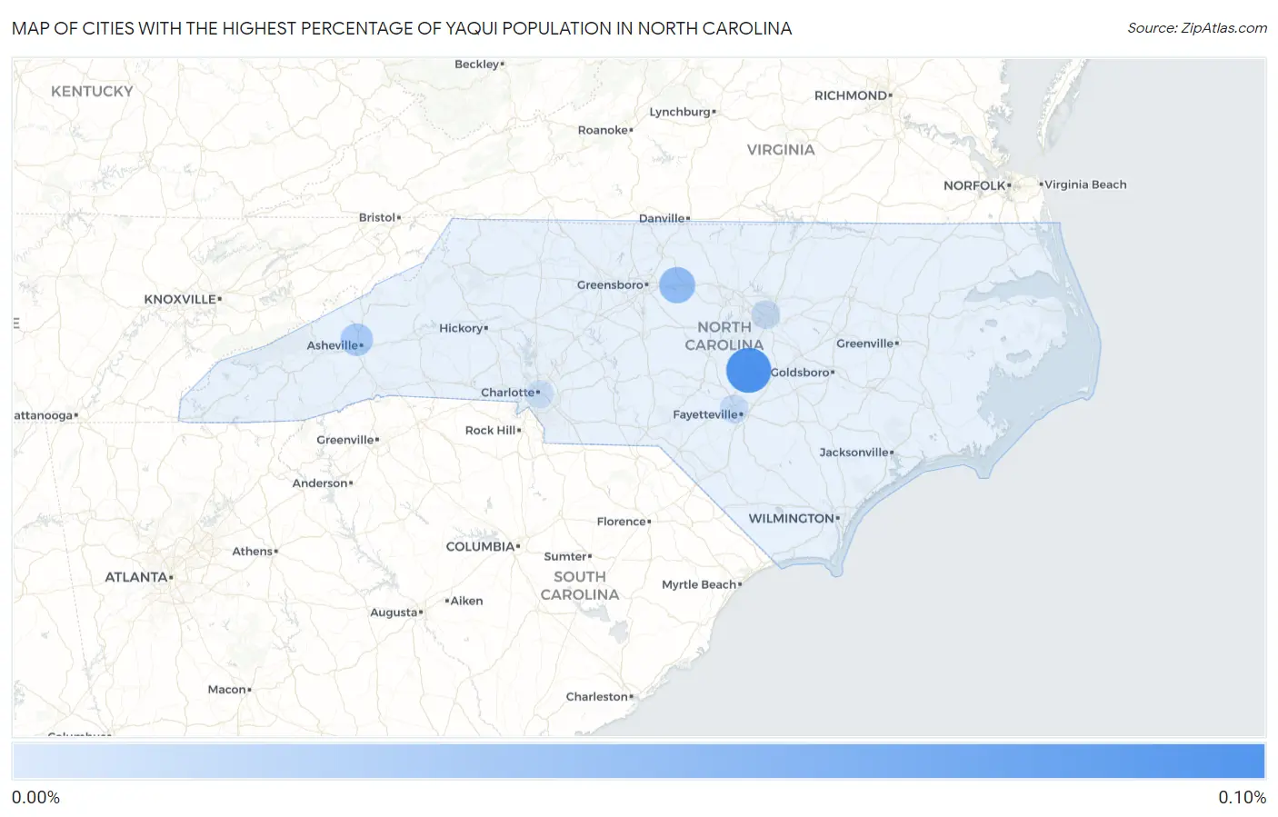 Cities with the Highest Percentage of Yaqui Population in North Carolina Map