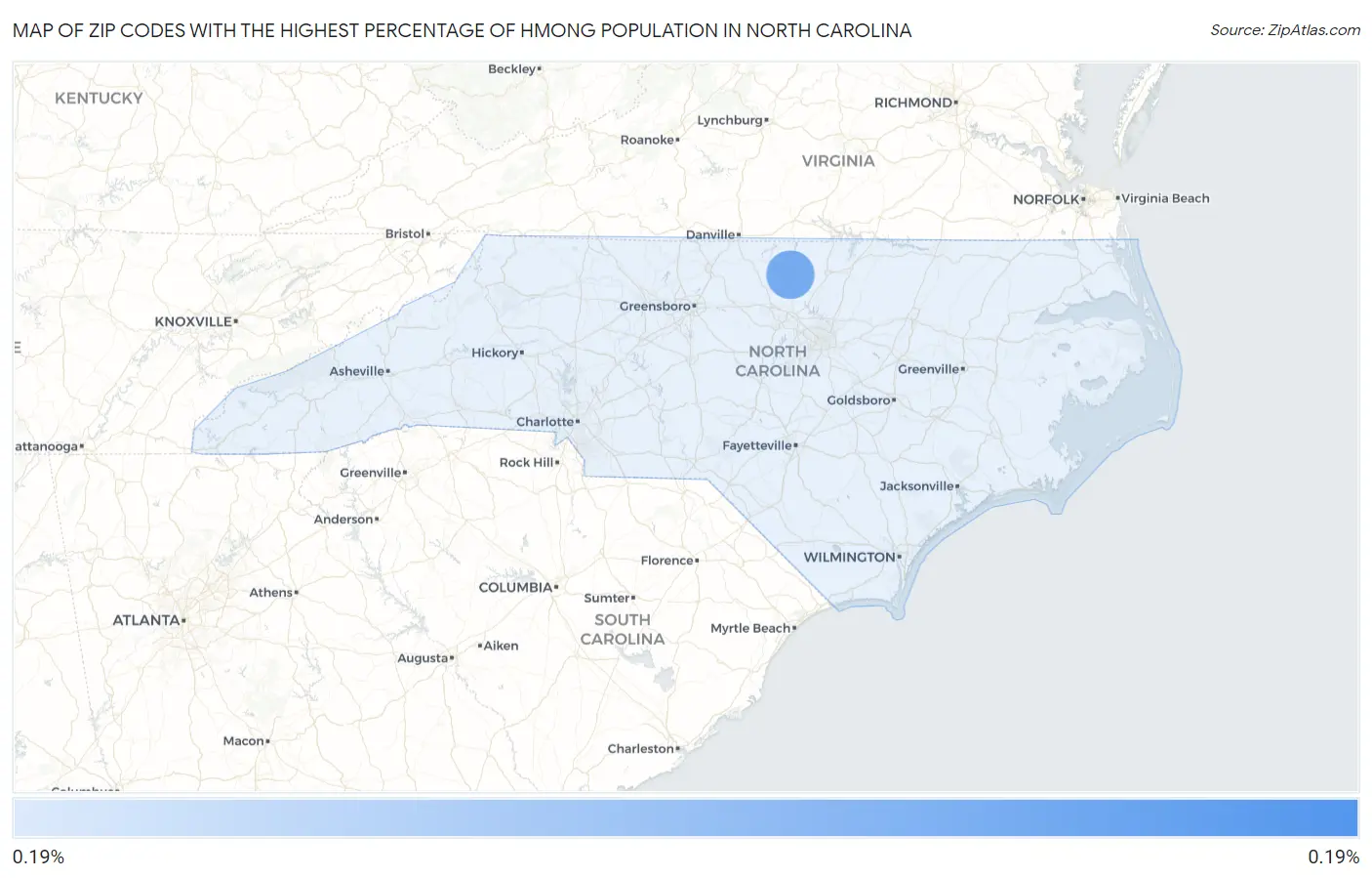 Zip Codes with the Highest Percentage of Hmong Population in North Carolina Map