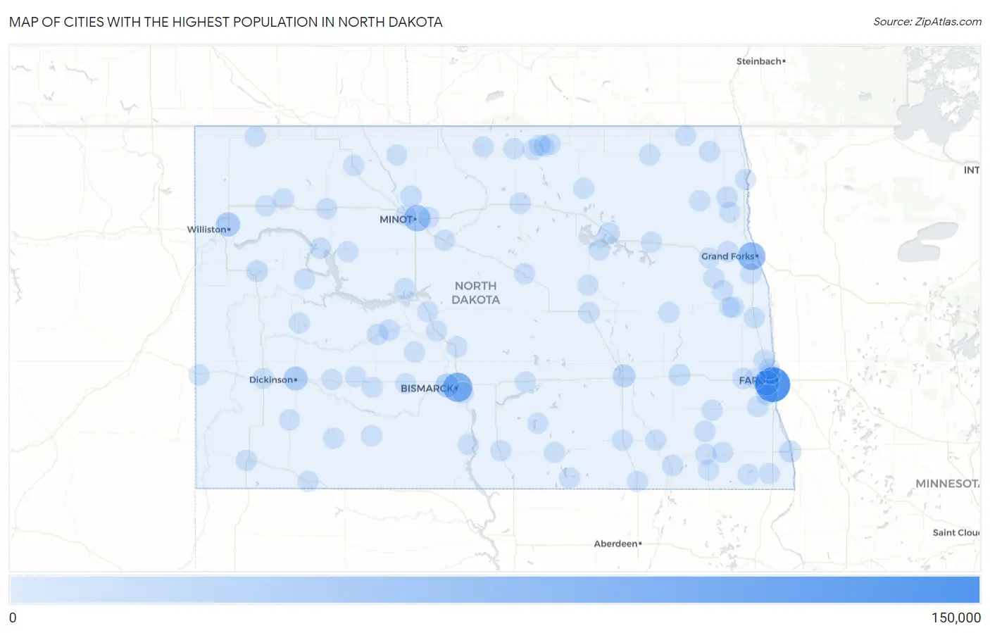 Cities with the Highest Population in North Dakota Map