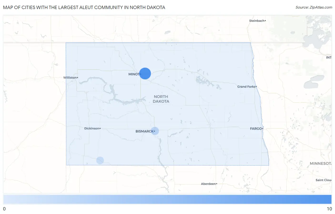 Cities with the Largest Aleut Community in North Dakota Map