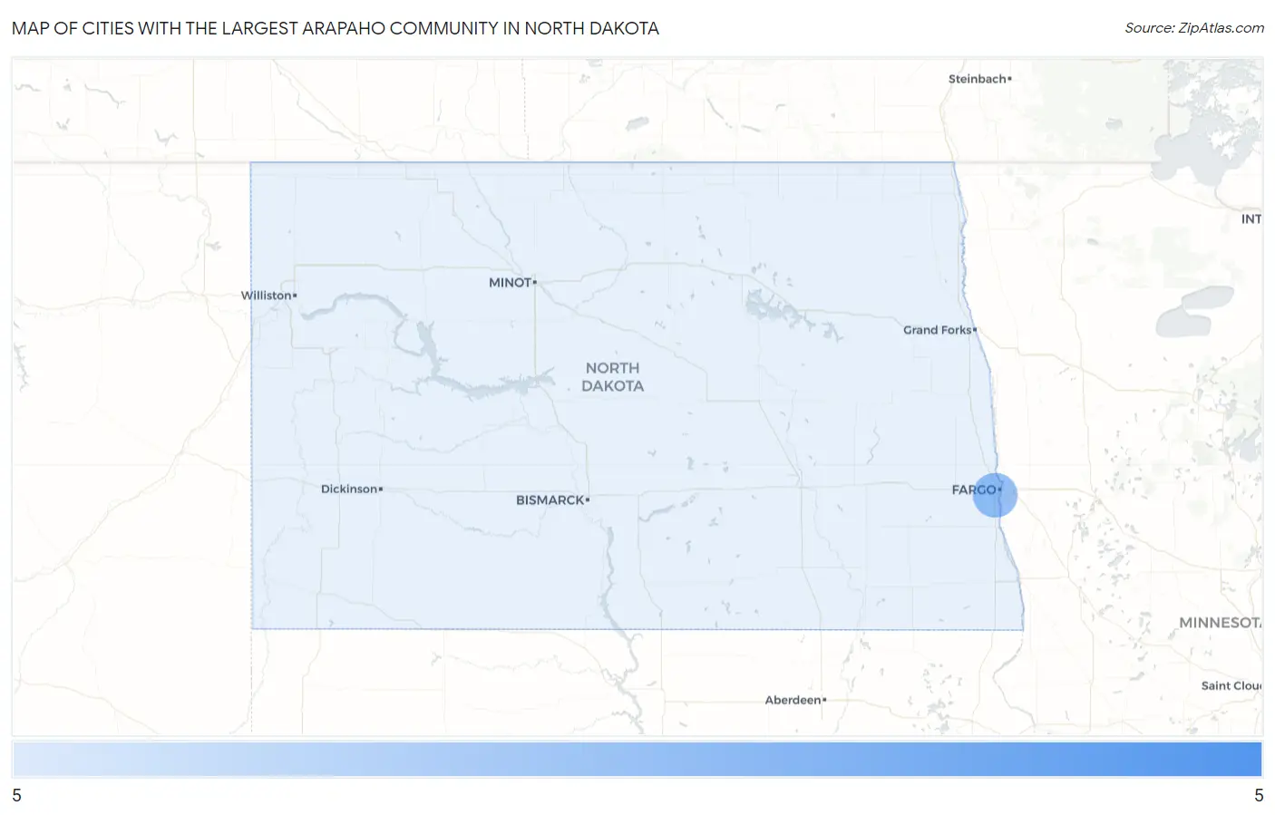 Cities with the Largest Arapaho Community in North Dakota Map