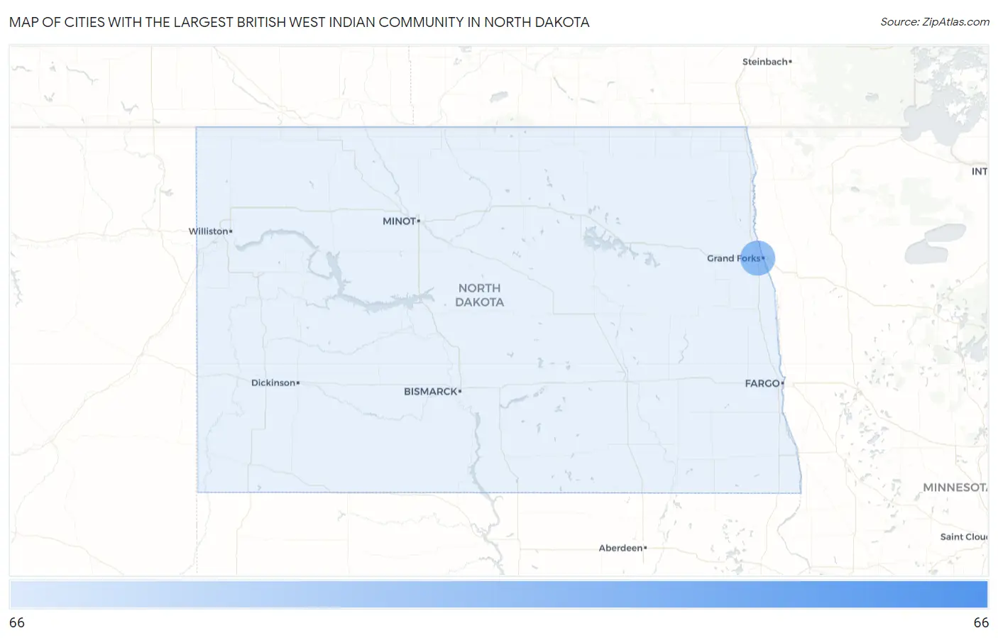 Cities with the Largest British West Indian Community in North Dakota Map