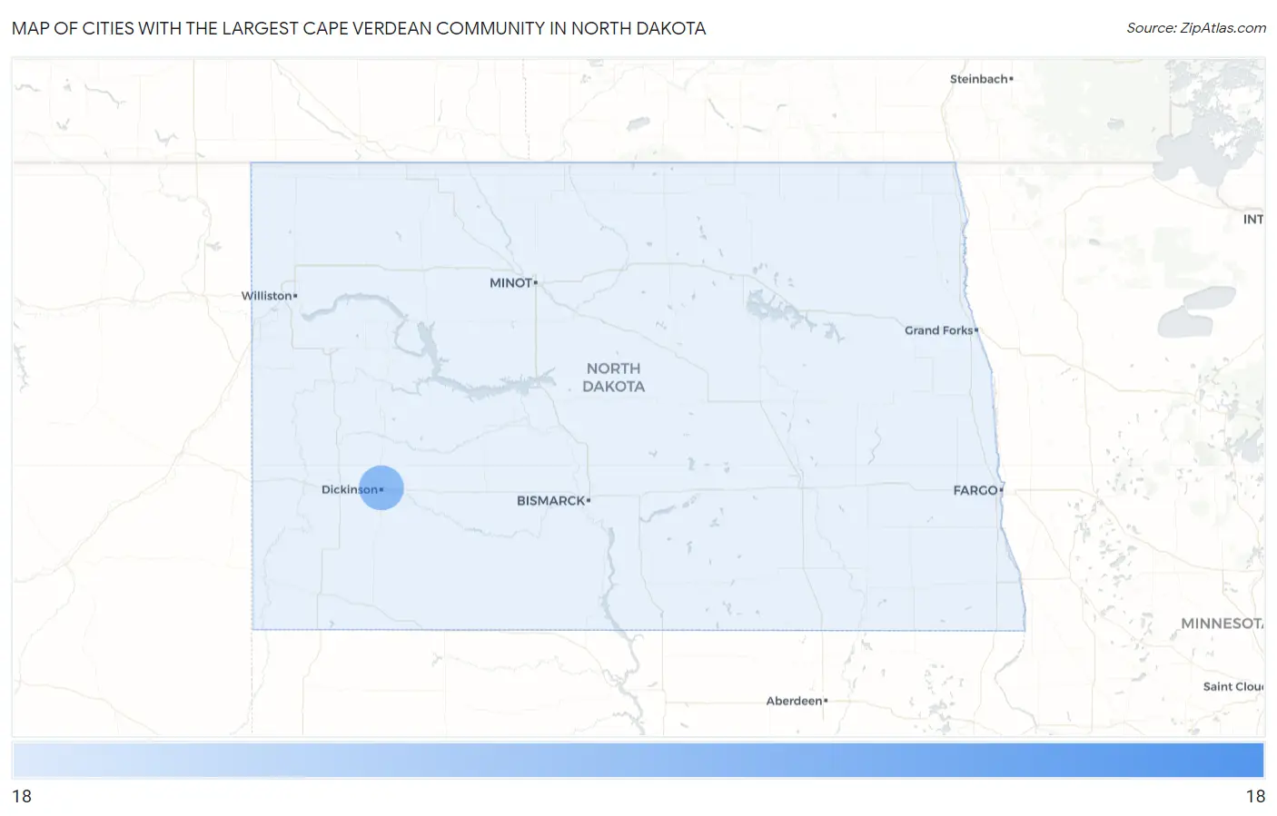 Cities with the Largest Cape Verdean Community in North Dakota Map