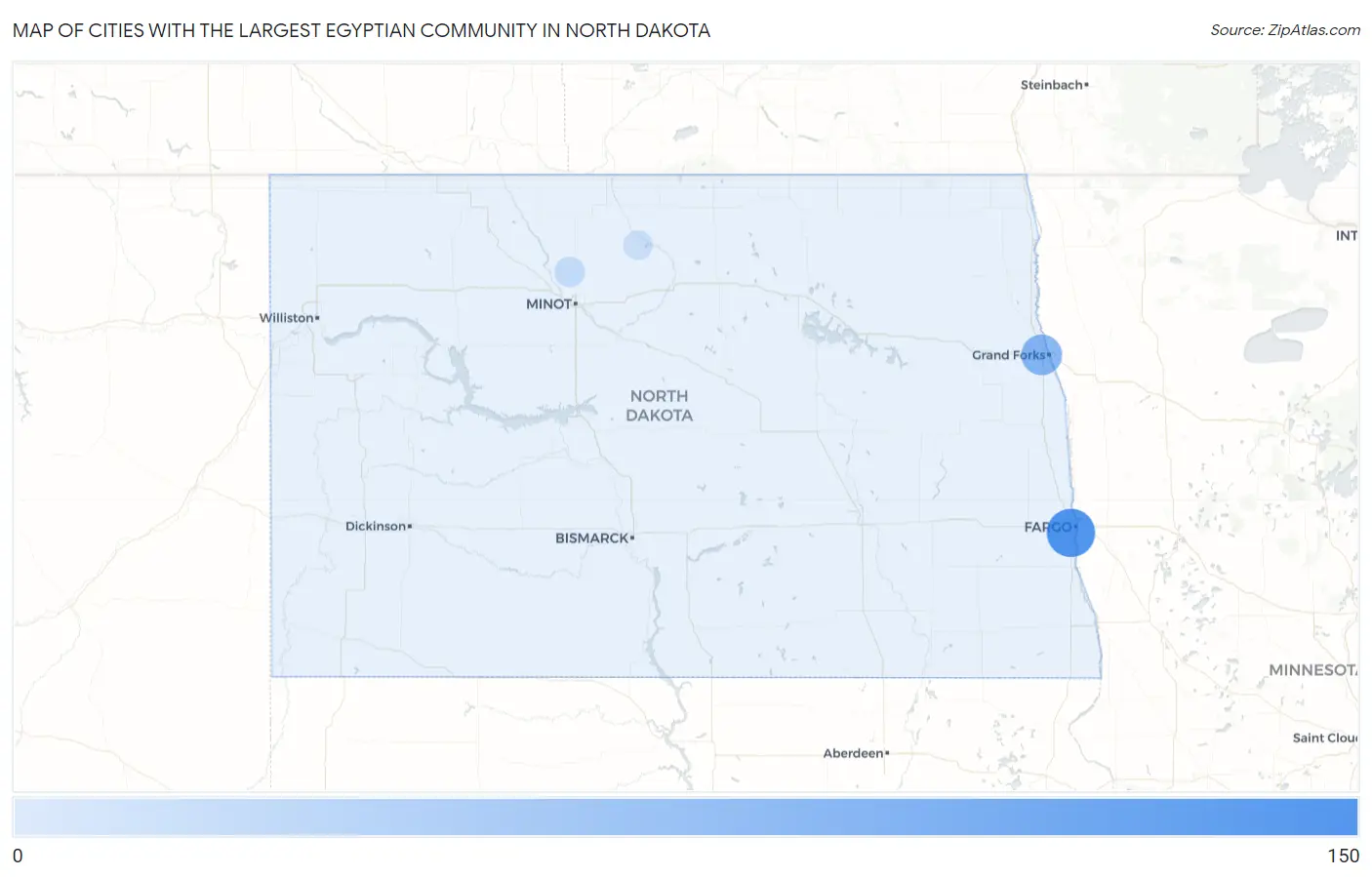 Cities with the Largest Egyptian Community in North Dakota Map