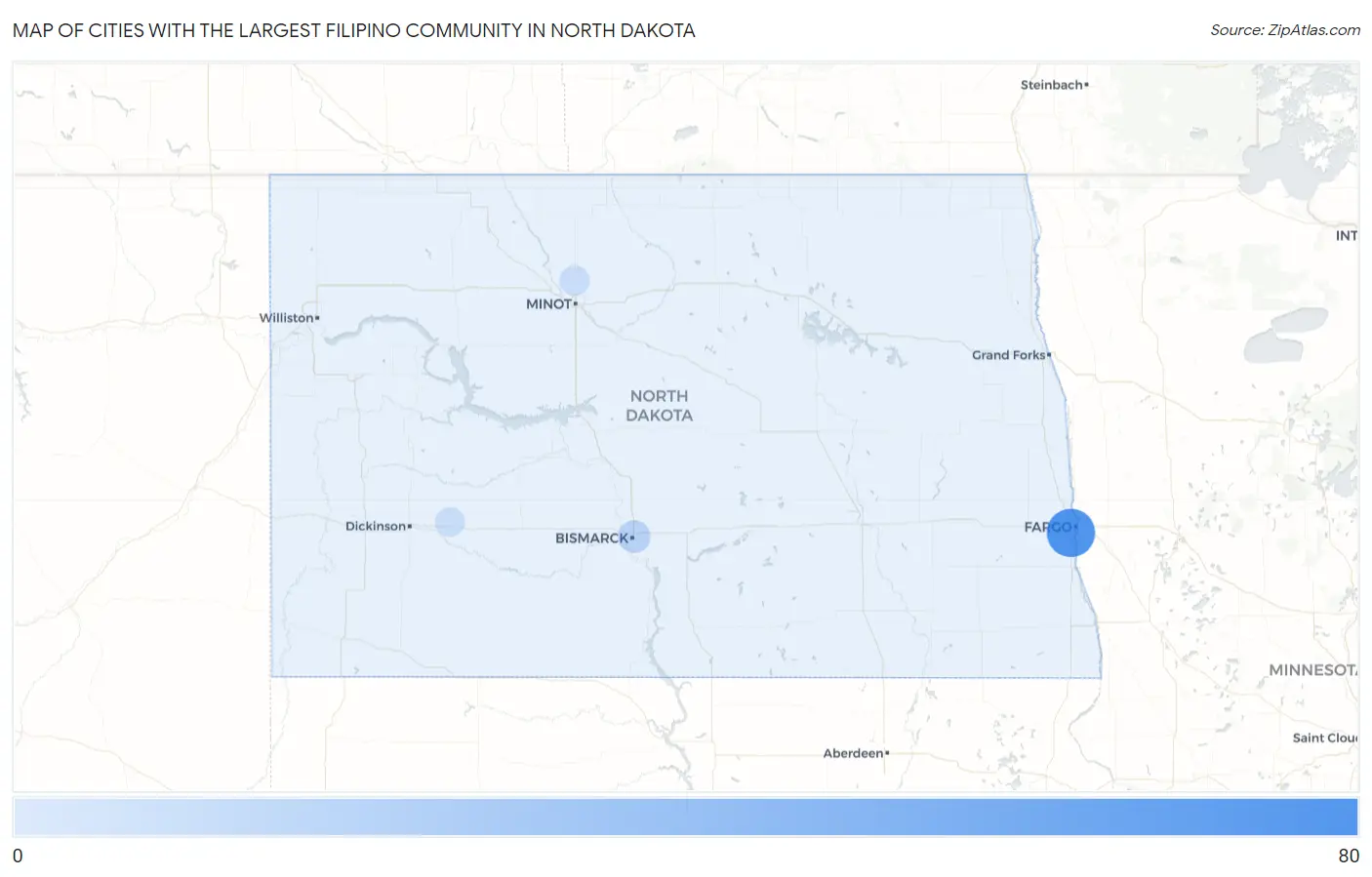 Cities with the Largest Filipino Community in North Dakota Map