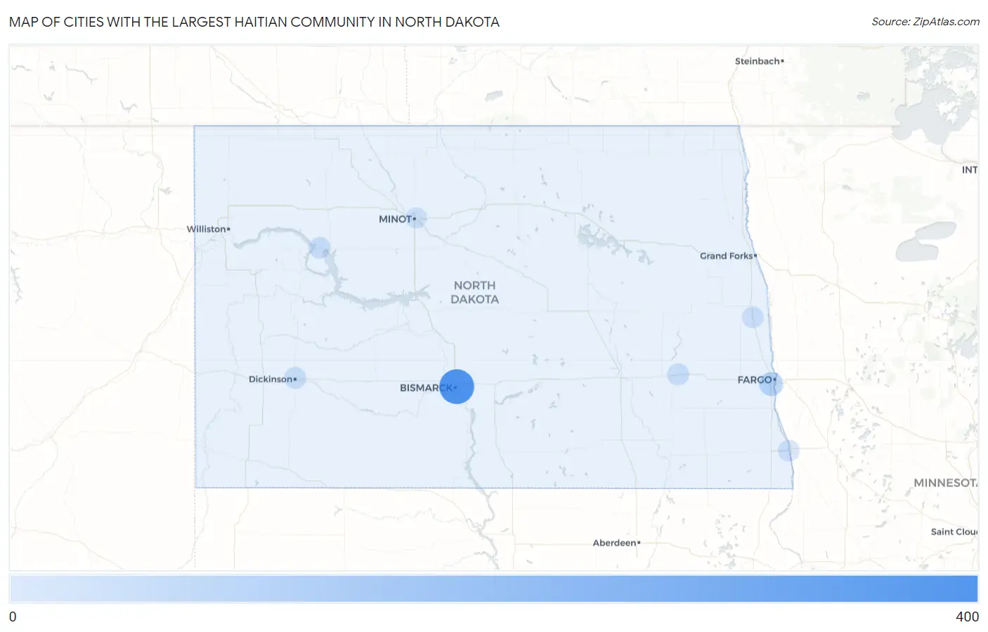 Cities with the Largest Haitian Community in North Dakota Map