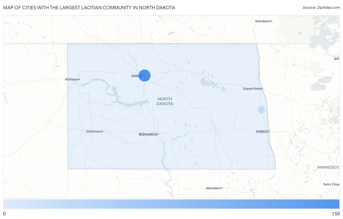 Cities with the Largest Laotian Community in North Dakota Map