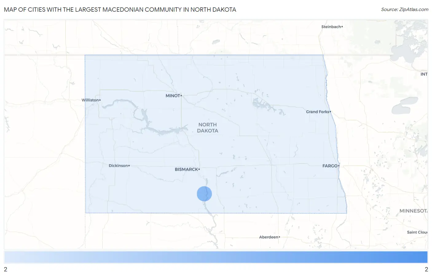 Cities with the Largest Macedonian Community in North Dakota Map
