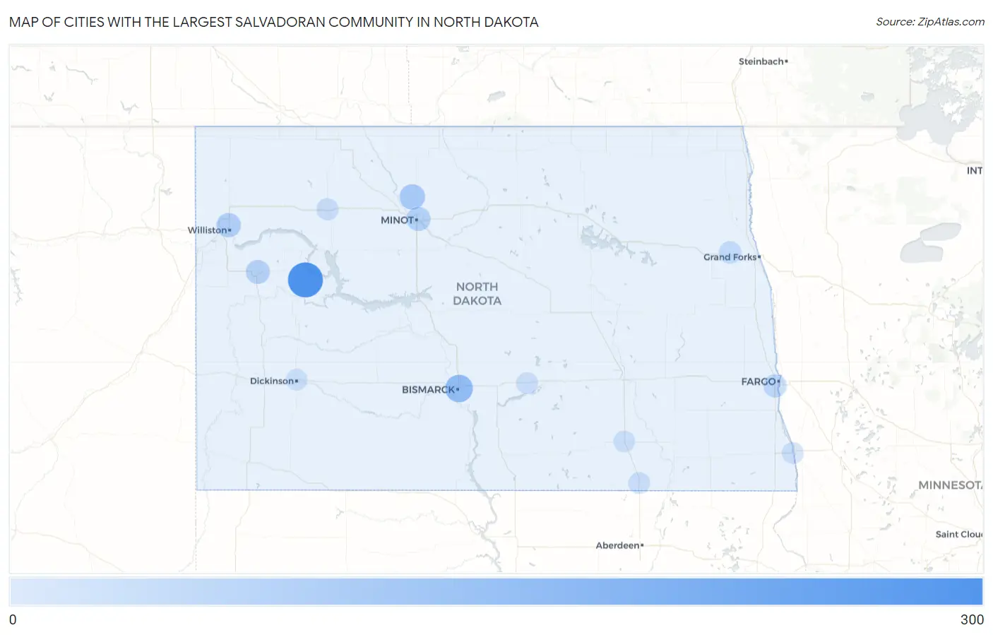 Cities with the Largest Salvadoran Community in North Dakota Map
