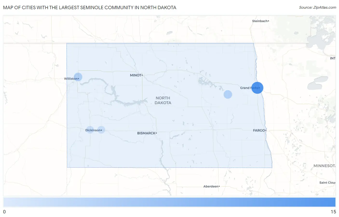 Cities with the Largest Seminole Community in North Dakota Map