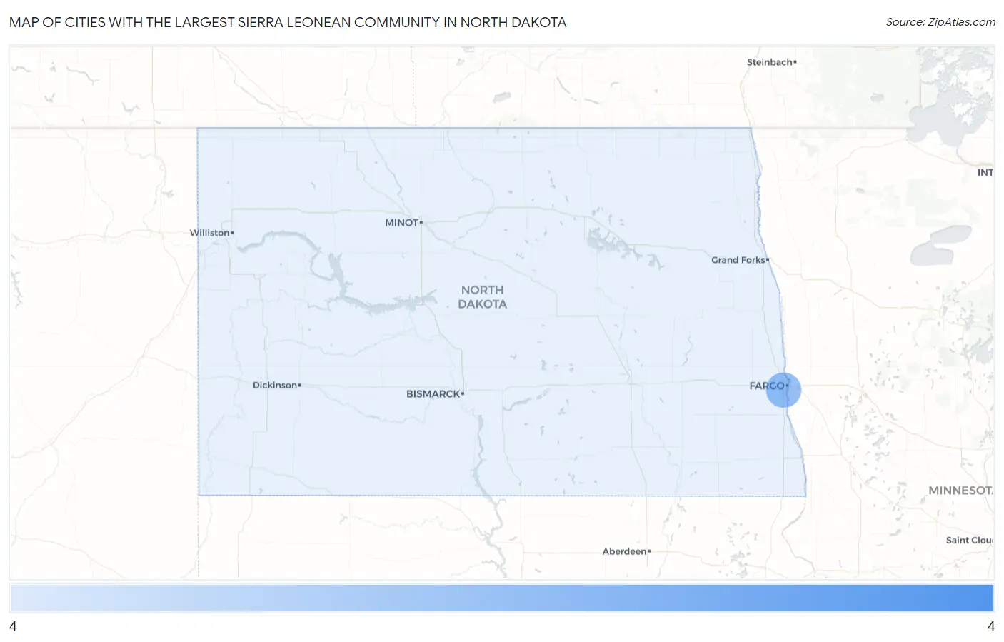 Cities with the Largest Sierra Leonean Community in North Dakota Map