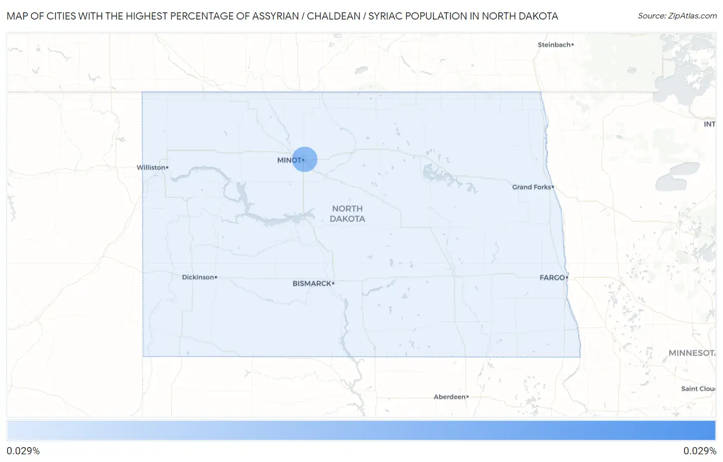 Cities with the Highest Percentage of Assyrian / Chaldean / Syriac Population in North Dakota Map