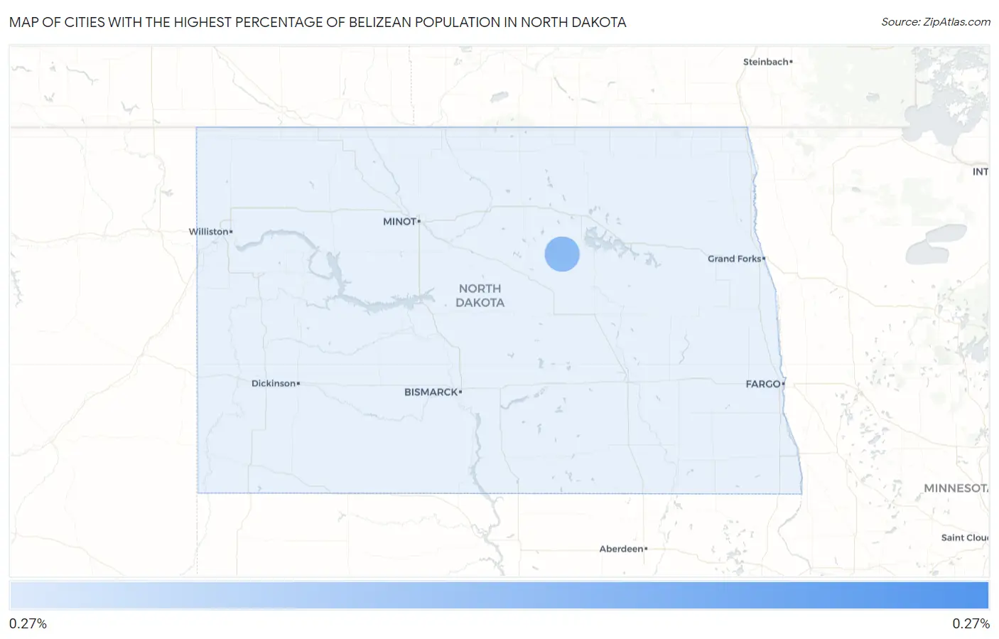 Cities with the Highest Percentage of Belizean Population in North Dakota Map
