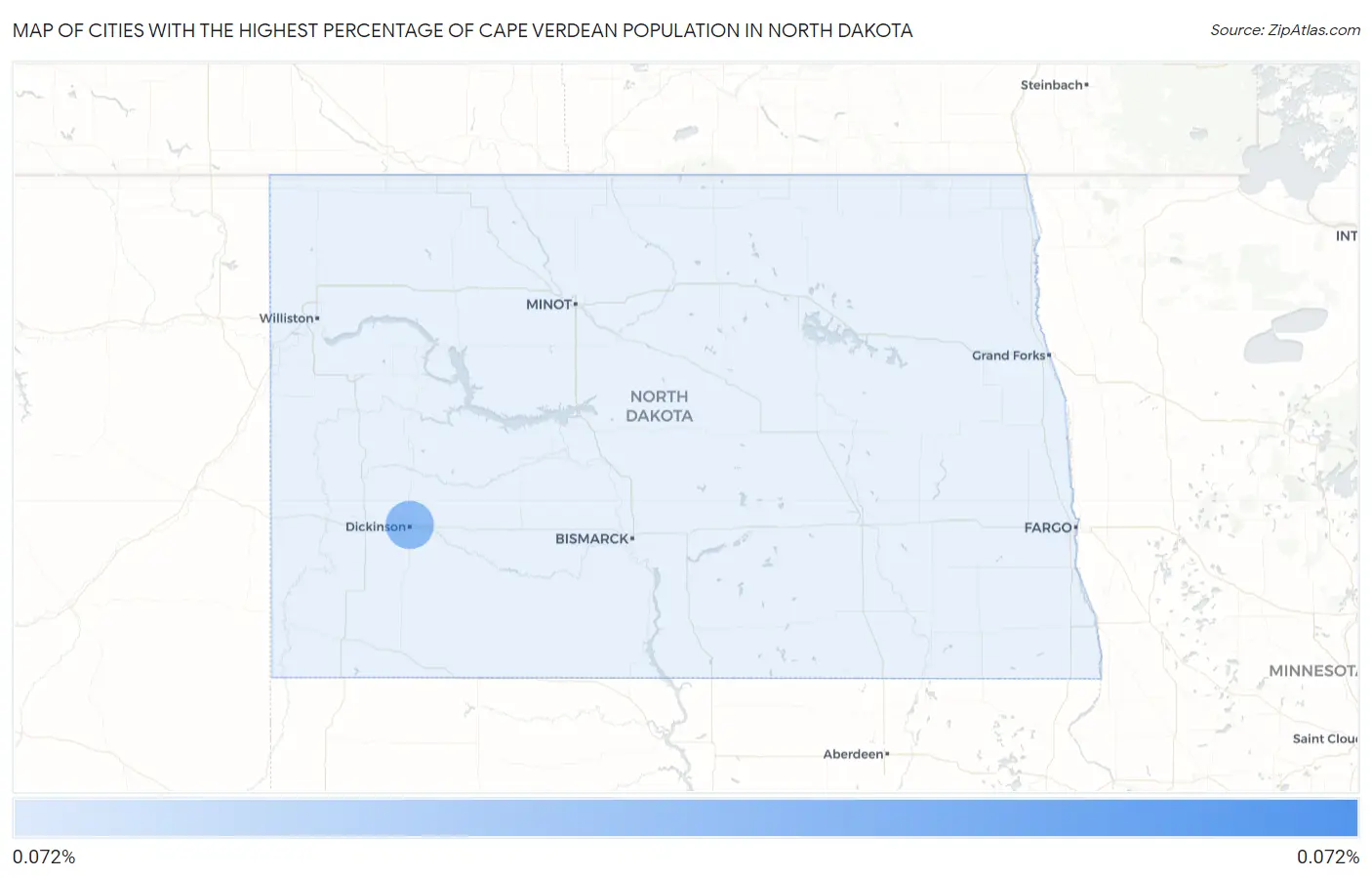 Cities with the Highest Percentage of Cape Verdean Population in North Dakota Map
