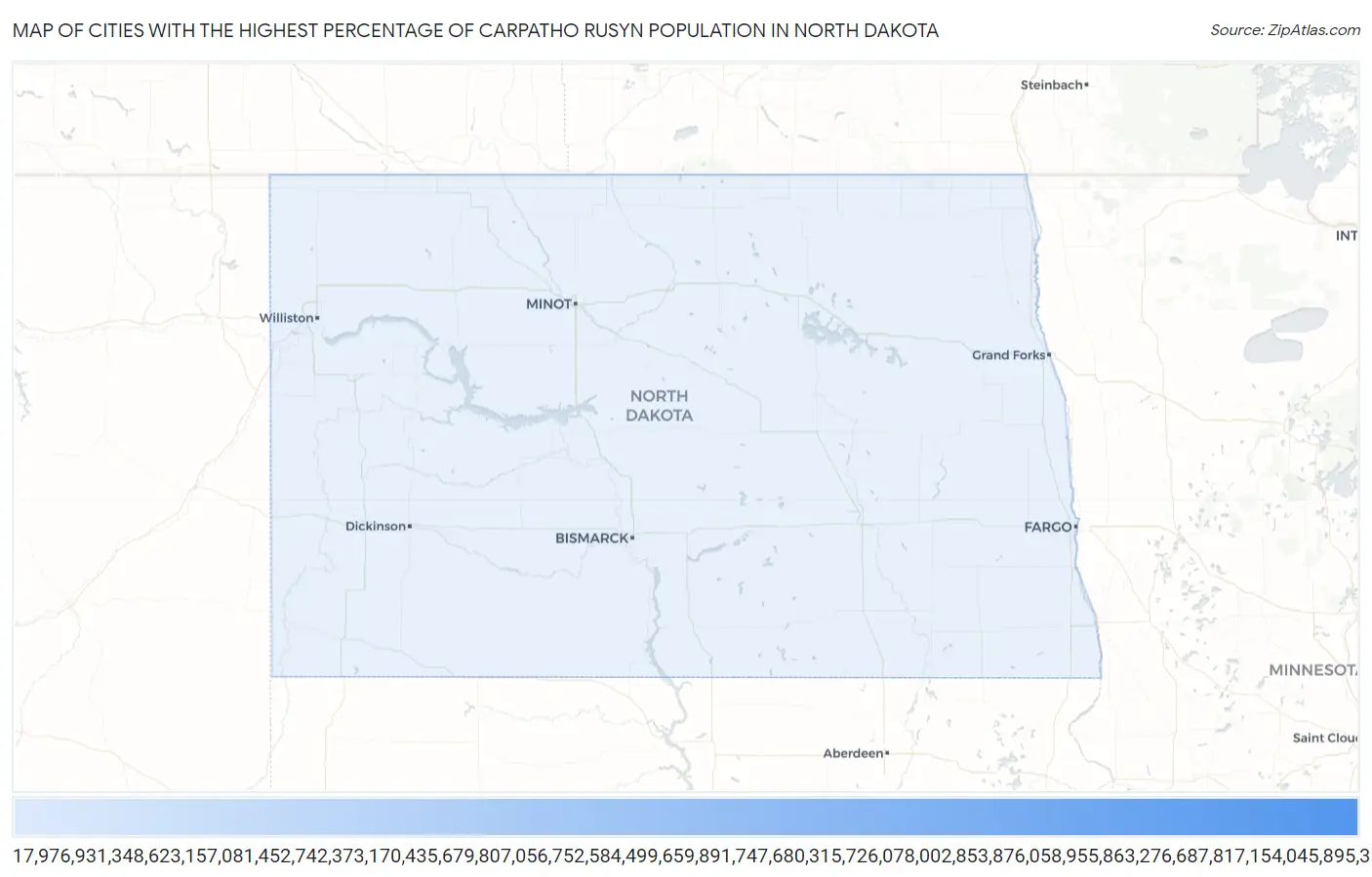 Cities with the Highest Percentage of Carpatho Rusyn Population in North Dakota Map