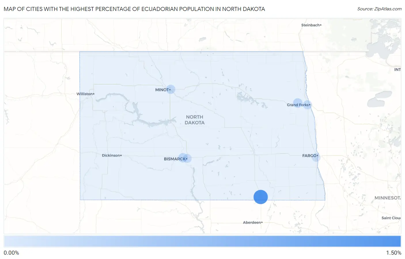 Cities with the Highest Percentage of Ecuadorian Population in North Dakota Map